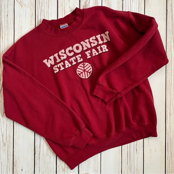 Adult small-medium Wisconsin state fair crewneck sweatshirt in red - Picture 1 of 4